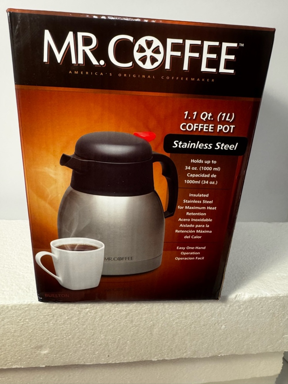 Mr. Coffee Stainless Steel Coffee Pot - Silver with Black